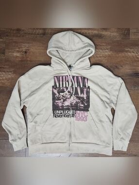 H&M Oversized Divided Hooded Full-Zip Jacket *Nirvana, Size Medium